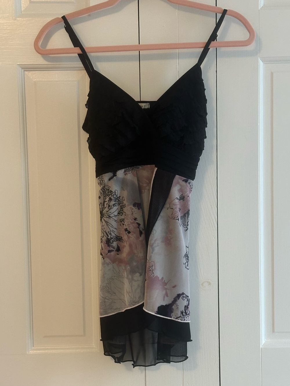Studio Y Black Top with floral print